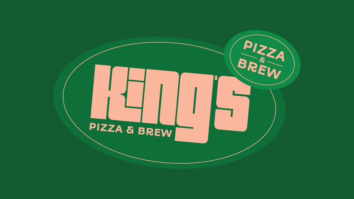fattahzuni's tweet photo. Tried a retro take on a pizza &amp; brew brand this time.
Pastel tones, chunky geometric type, simple layout.
Just vibes.

King's Pizza &amp; Brew
049/365 https://t.co/Y6RYvWov20