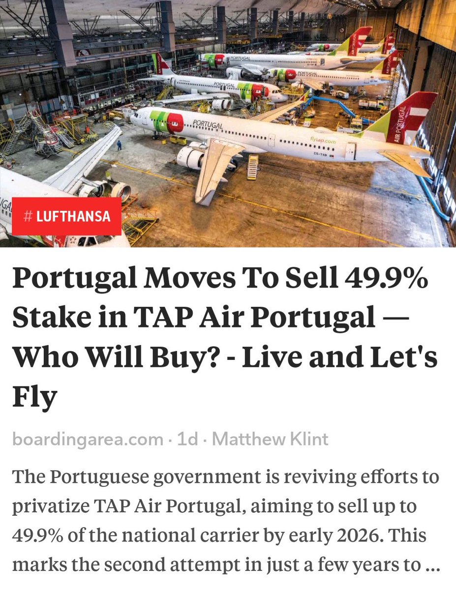 الحكومه البرتغالية تسعي لخصصه قطاع الطيران (النقل الجوي) بنسبة 49.9% #طيران