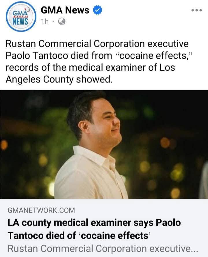 iSabongera's tweet photo. GMA News deleted their post about the passing of Juan Paolo Tantoco, who was included in Liza Marcos' entourage in the US on March 4-7, 2025. It's really different when you take a screenshot quickly. 

March 10,2025 (deleted) 
July 13, 2025 (deleted) https://t.co/DXhNF3Gksz