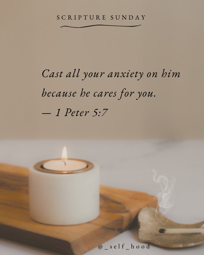Some things are too heavy to carry alone, stress, overthinking, the “what ifs.”

But God says: “Cast your cares on Me.”
Not because we earned it.
But because He cares.
Deeply. Personally. Always.
Let today be the day you exhale and let Him carry the weight.
#ScriptureSunday #fyp