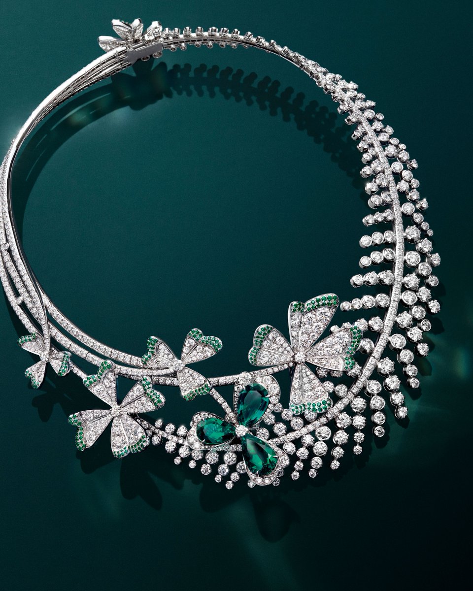Chaumet's tweet image. Clover & Fern.
Eleven carats whisper Colombian secrets. White gold articulates what words cannot, the delicate architecture of shadow and light.
Each emerald, a green meditation.
Discover more on chaumet.com/us_en/jewels-b…
#JewelsbyNature #ChaumetHighJewelry #Chaumet