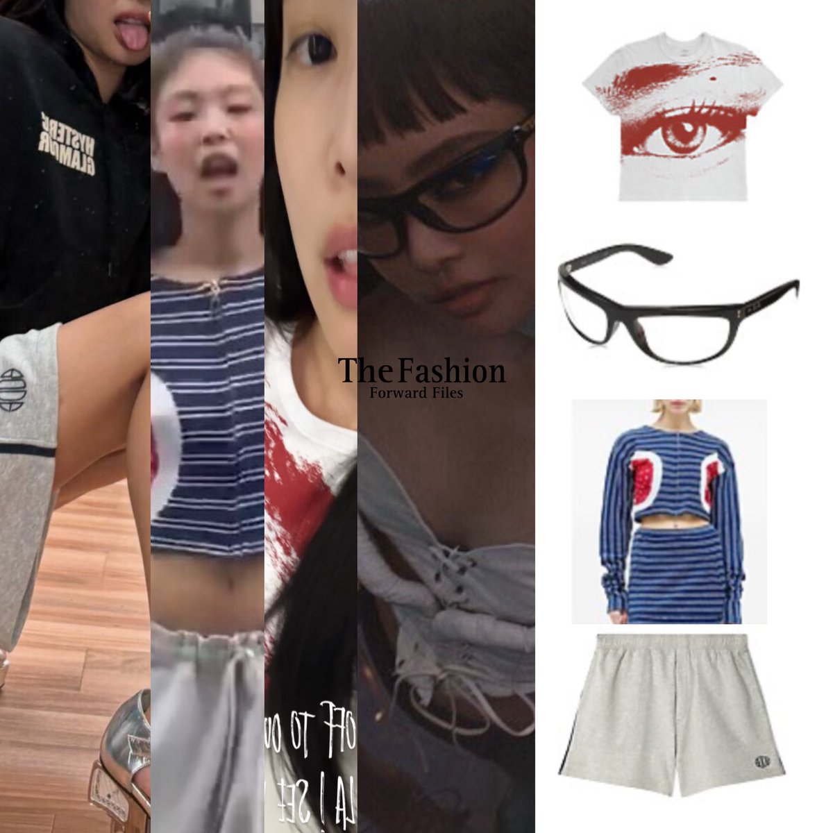 Jennie Kim wears a Jennie ruby red eye t shirt,Ray Ban glasses