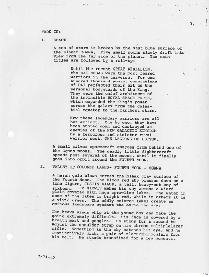 kershed's tweet image. July 1974: The Star Wars: The first page of George Lucas's first draft script. The first scenes show that the value of education and the tragedy of a family in extreme peril were key themes from the very beginning.
#StarWarsArchives19771983
youtu.be/fgKQaRMBuVs