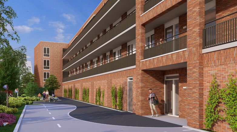 PeterHutten's tweet photo. Voor @hofwonen bouwt @VanWijnenGroep 65 energiezuinige woningen @GemeenteDenHaag in een woongebouw met een (beperkt) aantal parkeerplaatsen op eigen terrein én een gemeenschappelijke binnentuin. Zo wordt bijgedragen aan duurzaam wonen in een veerkrachtige, groene buurt. https://t.co/Kc74jOJtN1