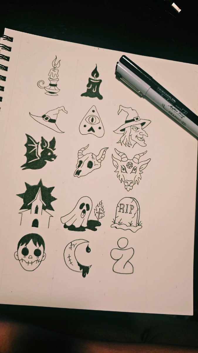 MarkedByOz's tweet photo. This week's flash exercise is tiny designs. 2x2" tattoos. I'll get it digitized and thrown in the shop if anyone wants it! #tattooflash #tattooapprentice #tinytats https://t.co/qtuoTl19Gm