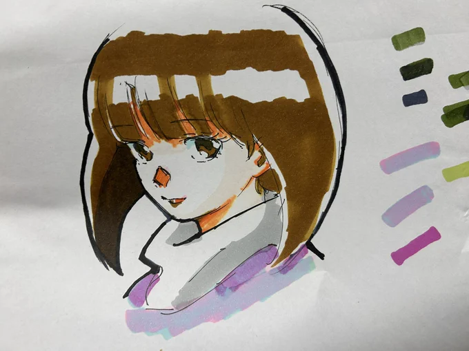 コピー用紙にマーカーの試し塗り用に描いた絵かこれは…