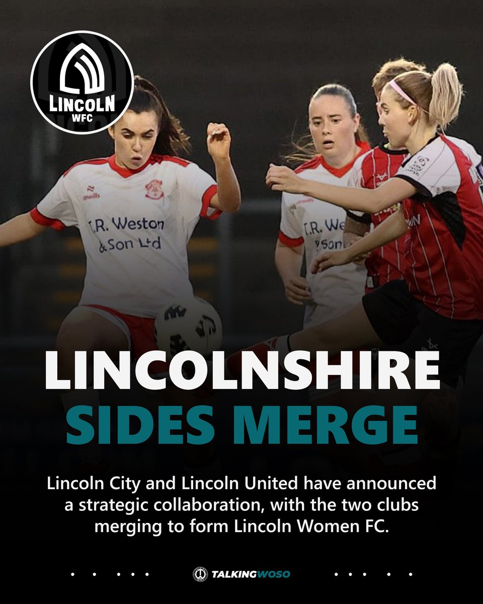 TalkingWoSo's tweet image. Lincoln City and Lincoln United have announced a strategic collaboration, with the two clubs merging to form @Lincoln_Women.
The Lincoln Women FC First Team, managed by Lee Mitchell, will compete in the FAWNL Division One Midlands.
ℹ️ More: weareimps.com/news/lincoln-w…
