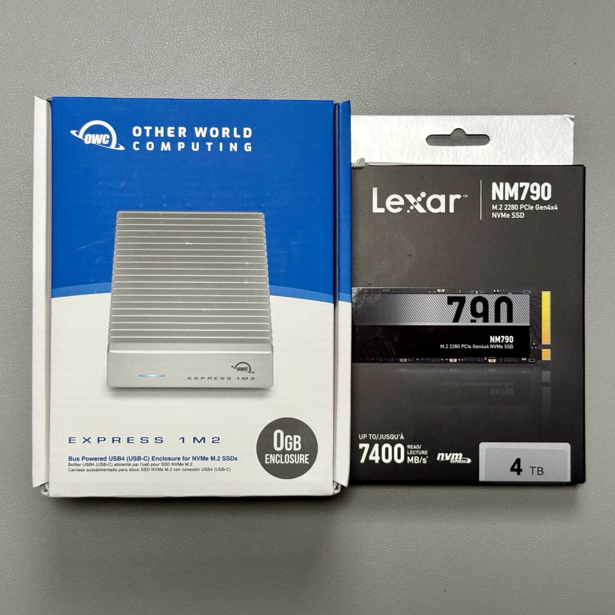 shoheikatsuki's tweet image. 【Amazonプライムデー戦利品】

・OWC USB4 SSDケース（最大3151MB/s！）
・Lexar NM790 4TB（R:7400MB/s / W:6500MB/s）

アルミヒートシンク搭載の最強ケースに
コスパ抜群のGen4 SSDを入れたら、
Macで超安定＆爆速でした🔥

これはマジでおすすめです😊👍

#MacStudio #外付けSSD #NM790 #OWC