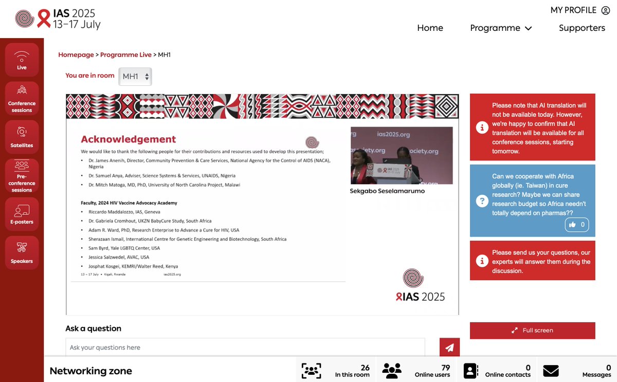 Thanks to @IASociety for very efficient #VirtualPlatform so that those who are not in #Kigali #Rwanda can also participate, watch sessions, use interactive platform to engage with the session onsite!

Works great!