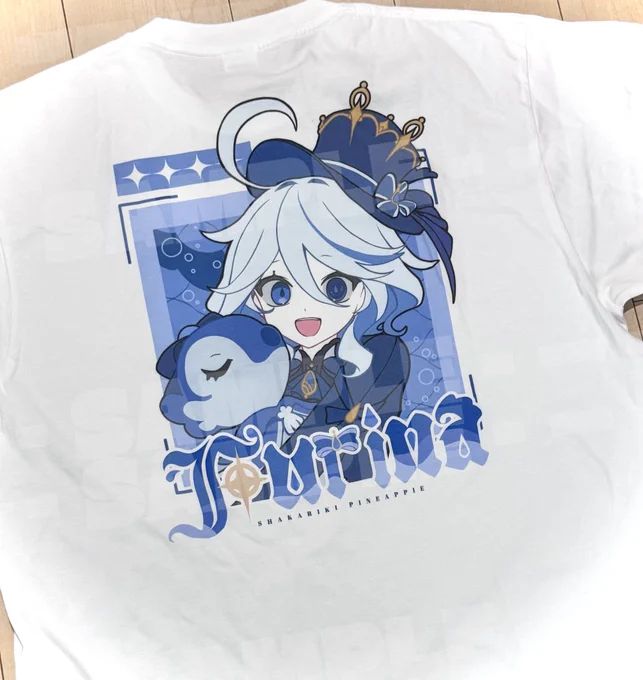 夏コミで頒布予定のTシャツ試作品届いた! 位置が上すぎたり白目がグレーすぎたりまだ試行錯誤が必要そうで泣 生地と印刷の質は良さげ!がんばる!