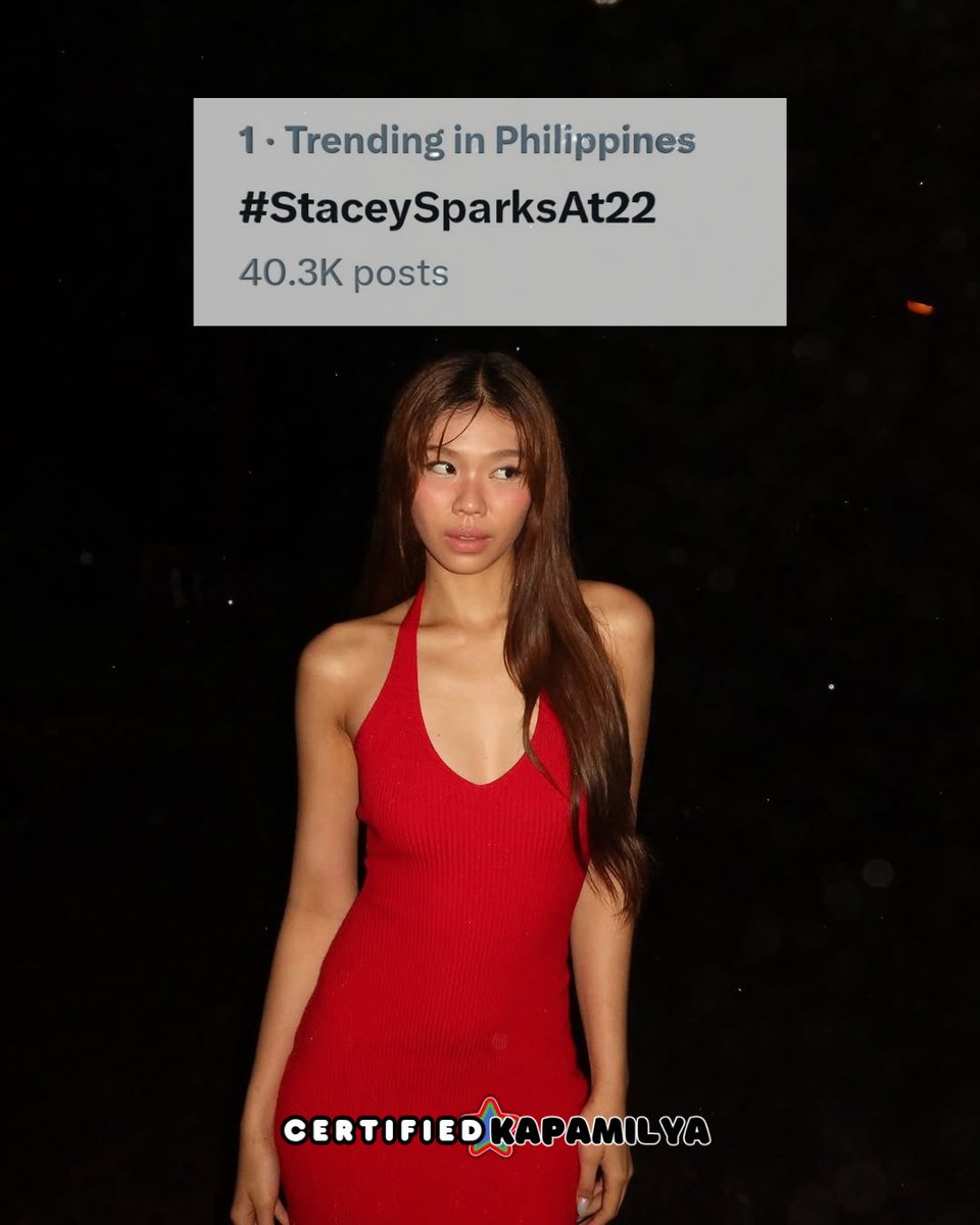 CertKap's tweet photo. #StaceySparksAt22 is back on top of the list of trending topics on X/Twitter Philippines!
Happy birthday uli @bini_stacey !
Posted by #AdminTwo https://t.co/TP7JtmrIQM
