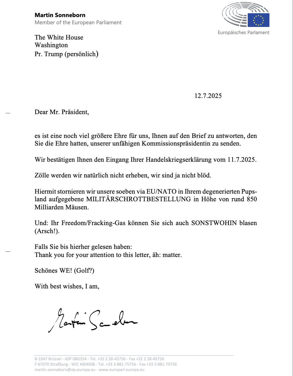 MartinSonneborn's tweet image. Thanks for your Letter, @realDonaldTrump