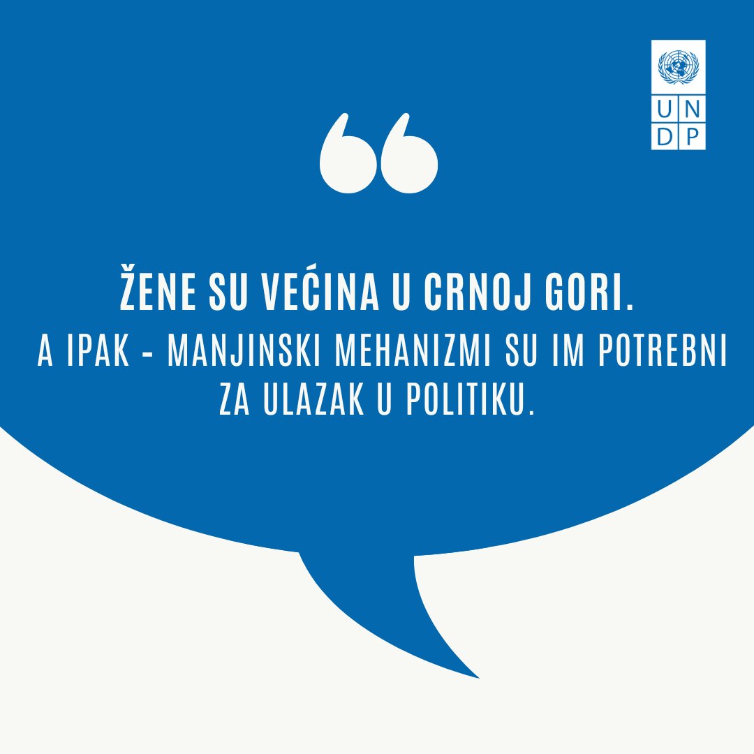 UNDP_Montenegro's tweet image. 📢 It’s time for 40%!
Women are over half of 🇲🇪 population, yet only 10.56% of all MPs since 1946 were women.
The Gender Equality Committee calls for:
✅ 40% gender quota
✅ 1 in every 3 candidates = a woman
✅ Sanctions for non-compliance
