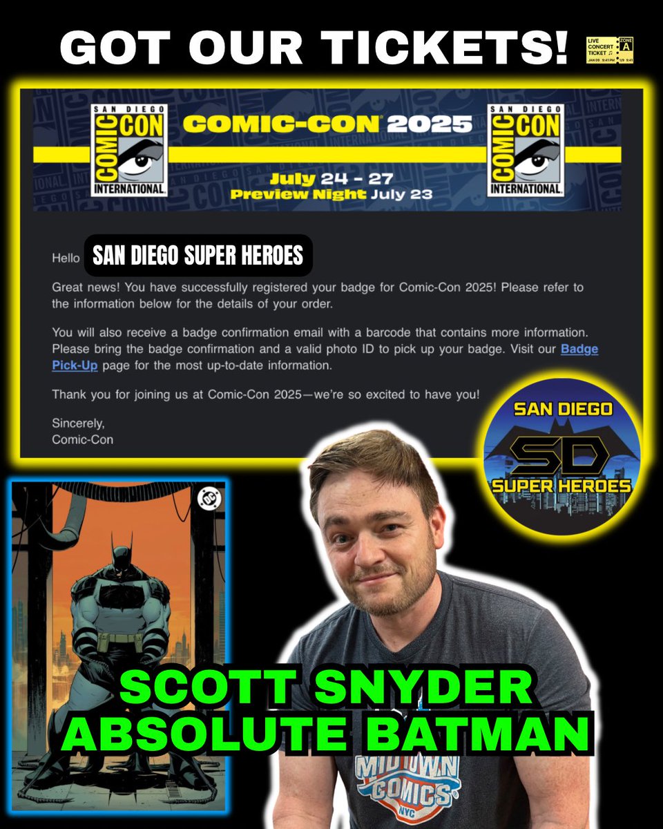 SD_SuperHeroes's tweet image. ME AND THE WIFE ARE GOING TO SAN DIEGO COMIC CON 2025!!! ABSOLUTE BATMAN!!! @Ssnyder1835 See You There!
@DCOfficial #SanDiegoComicCon #SdCC #SDCC2025 #AbsoluteBatman