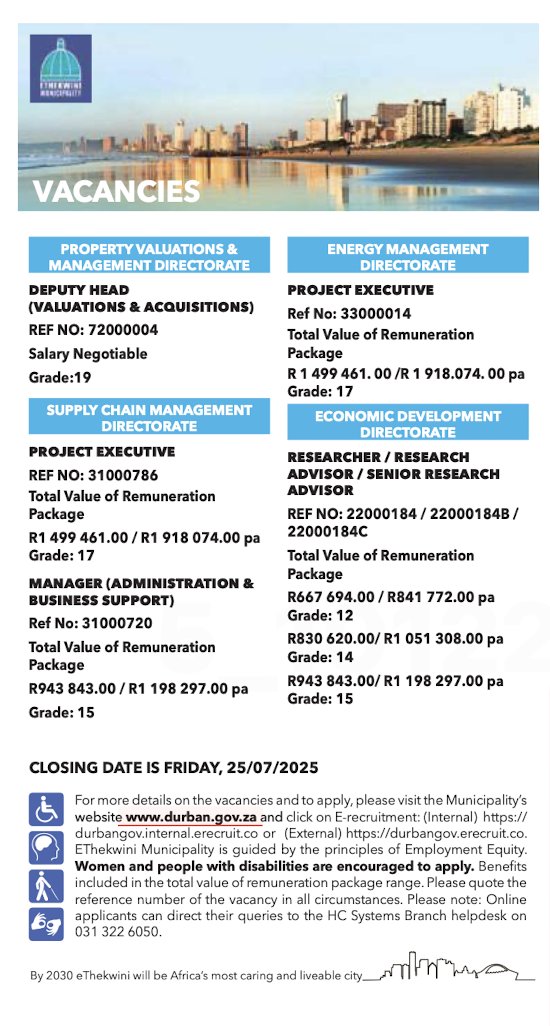 yuthconnect's tweet image. ℹ️📰💻Vacancy Thread:

Check out the newest job listings highlighted in the Sunday Times, 13 July, 2025 issue. Sharing this could be the turning point in someone's career journey!

#Yuthjobs #JobseekersSA #HireAGraduate #JobAdviceSA #JobseekersWednesday #UnemployedGraduates