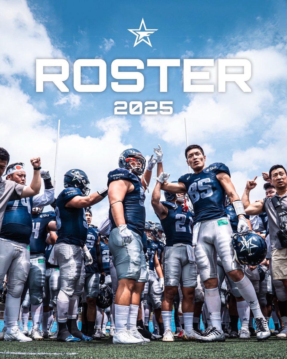 finiesfootball's tweet photo. 2025 SEASON ROSTER 🔥

#エレコム #神戸 #ファイニーズ #elecom
#kobe #finies #エレコム神戸ファイニーズ
#xleague #Xリーグ #americanfootball
#football 
#アメリカンフットボール　#アメフト
#フラッグフットボール #社会人アメフト https://t.co/5164h0lojD