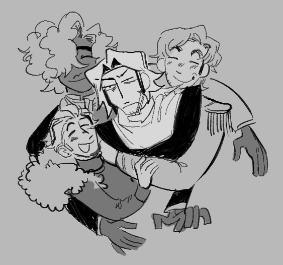 VITTORINOBOT's tweet photo. I love group art with vittorino because he always looks like someone forced him to be there. they dragged him into the picture by his hair https://t.co/lf3EwONxth