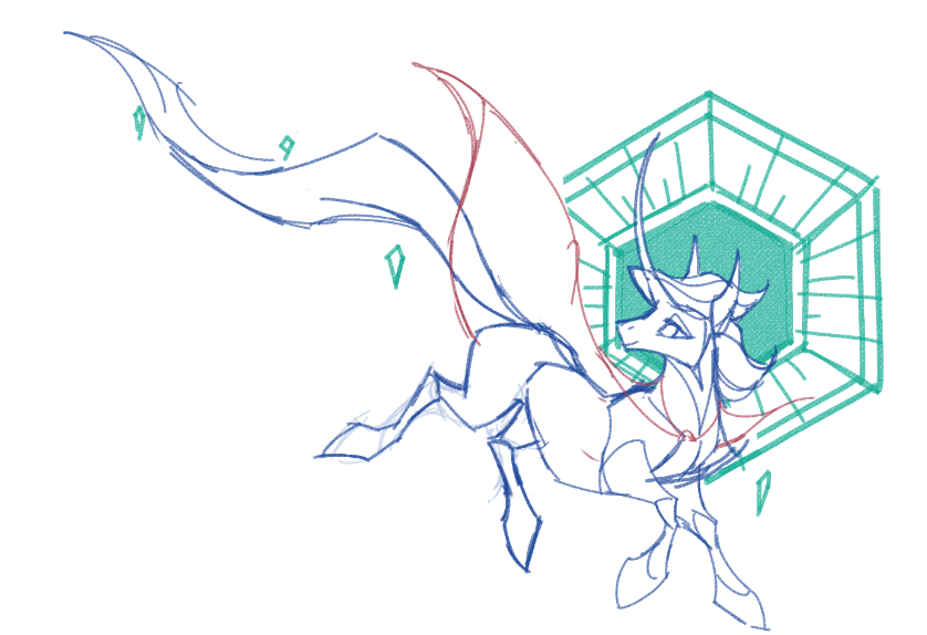 想做celestibra这对组合的金属徽章，于是画了这样的草稿