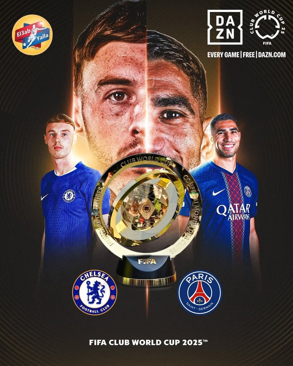 مباراة اليوم 🔥
📌 نهائي كأس العالم للأندية 2025
#باريس_سان_جيرمان 🇫🇷 و #تشيلسي 🏴󠁧󠁢󠁥󠁮󠁧󠁿
🕧 10 م بتوقيت القاهرة
 📺 مذاع علي قناه mbc masr
