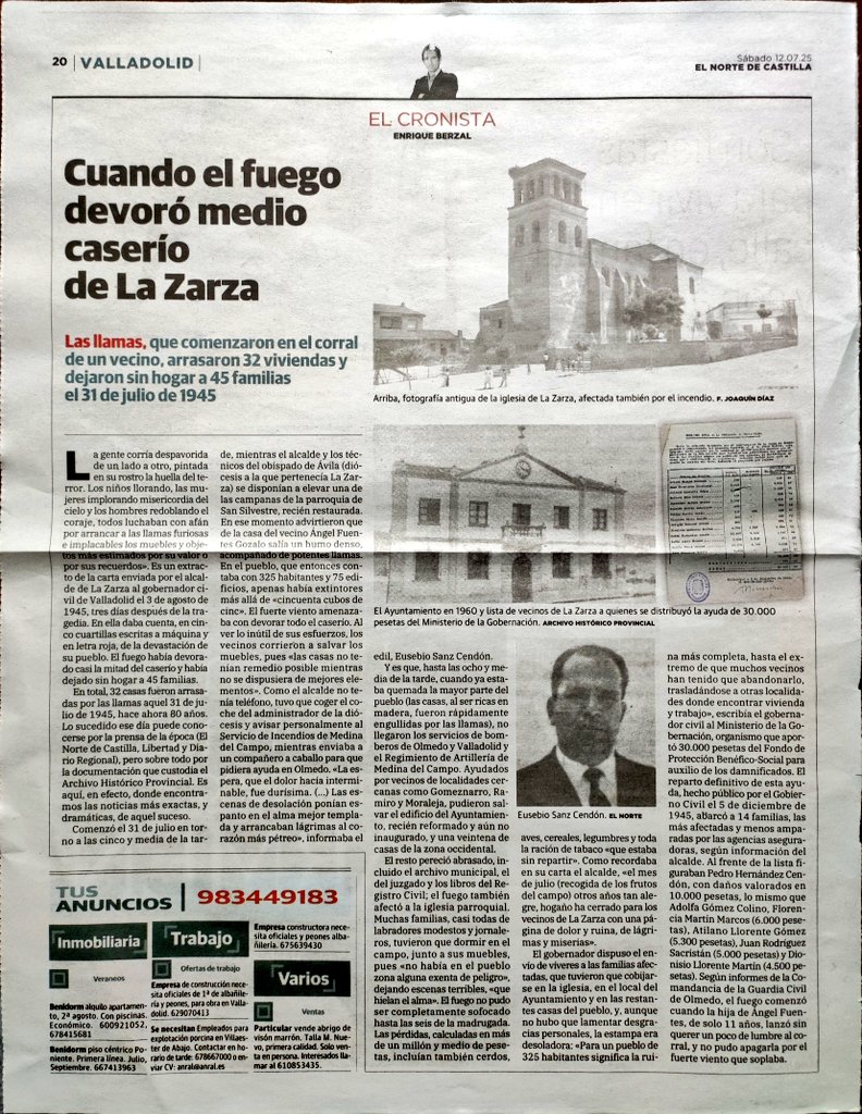 Cuando el fuego devoró medio caserío de #LaZarza. Una crónica de <a href="/EnriqueBerzal1/">Enrique Berzal</a> en <a href="/nortecastilla/">El Norte de Castilla</a>