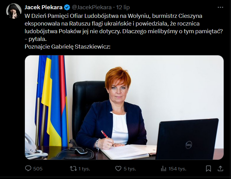 Nie ona jest winna a ci, którzy ją wybrali. Burmistrza wybierają Obywatele a nie partyjni wodzowie. Także gratulacje, Cieszyn 😎