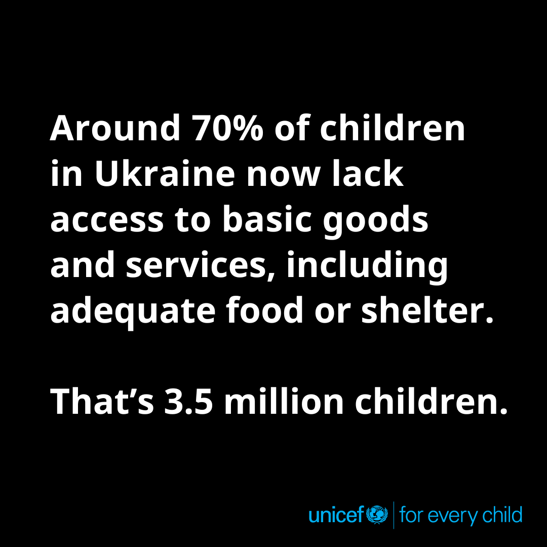 Children in Ukraine are being deprived of a minimum standard of living. Their long-term development, education and health are affected.

Peace is imperative for their futures.