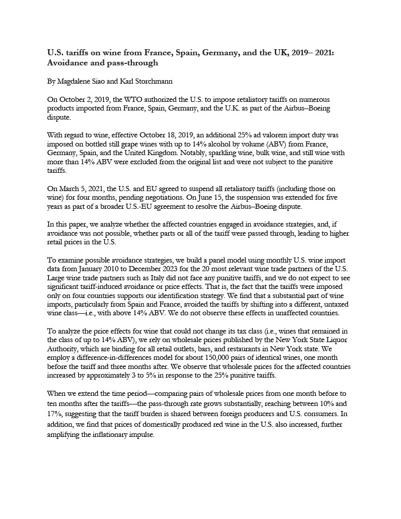 RobertFinger1's tweet image. Join us July 30! We are happy to welcome Karl Storchmann in our FRIES Seminar frieseth.wixsite.com/friesethz

Karl will present a paper on &quot;U.S. tariffs on wine from France, Spain, Germany, and the UK, 2019– 2021: Avoidance and pass-through&quot;

At ETH or via zoom ethz.zoom.us/j/64042516804