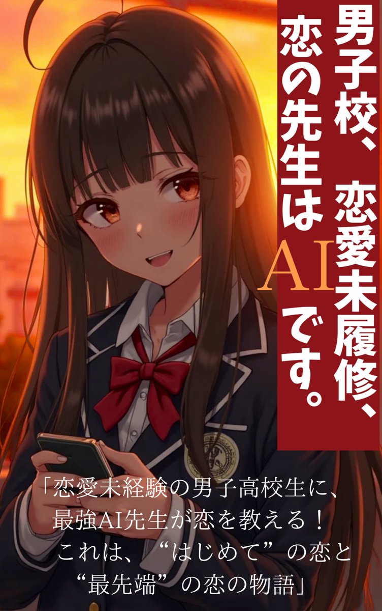 『男子校、恋愛未履修、恋の先生はAIです。』

男子校に通う恋愛未経験の高校生が、文化祭で出会った女子に一目惚れ。恋愛指南アプリ「AICO」の力を借りて、彼女との距離を縮めようと奮闘する物語です。

#小説家になろう
ncode.syosetu.com/n7803ko/

#カクヨム
kakuyomu.jp/works/16818622…

#拡散希望