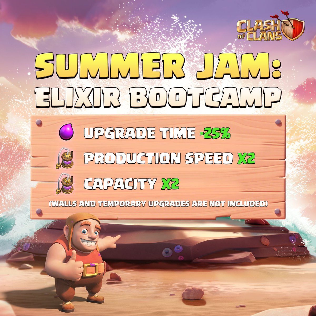 ClashofClans's tweet image. Gold Bootcamp = Complete! 💪
Now it’s time to train harder and stock up that sweet, sweet Elixir during the Elixir Bootcamp! #getyourclashback