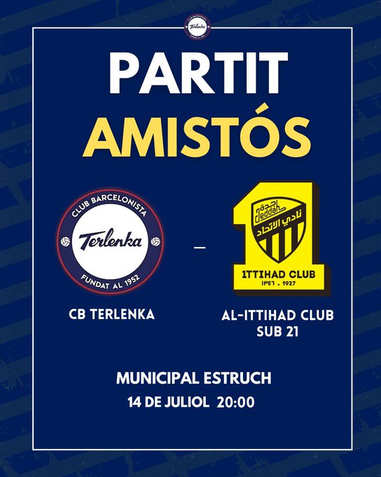 futbolcatalunya.com (@futbolcatalunya) on Twitter photo 😵💫Ganes de futbol de casa?
☝️Si no és el primer partit de la temporada 25-26 al #futbolcat, serà dels primers.
✔️Aquest dilluns, 14 de juliol, el <a href="/CBTERLENKA/">CLUB BARCELONISTA TERLENKA</a>, nou equip de #1cat3, rebrà el <a href="/ittihad/">نادي الاتحاد السعودي</a> U21 a l'Estruch (20.00h). 😵💫Ganes de futbol de casa?
☝️Si no és el primer partit de la temporada 25-26 al #futbolcat, serà dels primers.
✔️Aquest dilluns, 14 de juliol, el <a href="/CBTERLENKA/">CLUB BARCELONISTA TERLENKA</a>, nou equip de #1cat3, rebrà el <a href="/ittihad/">نادي الاتحاد السعودي</a> U21 a l'Estruch (20.00h).