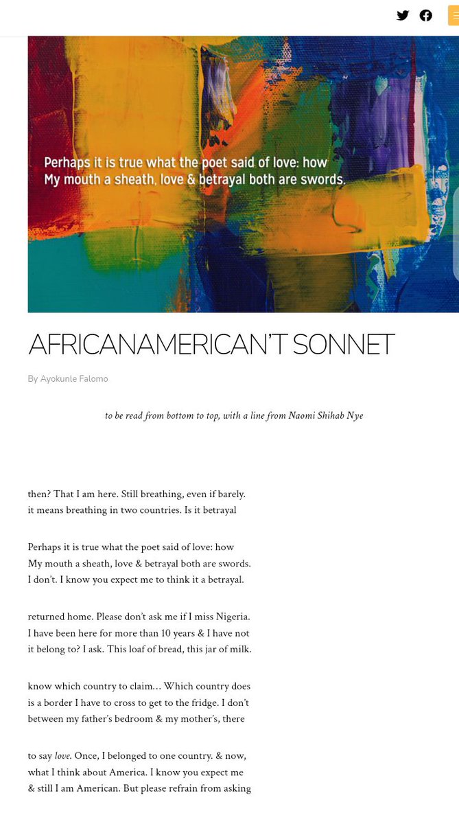 DAY 12: AFRICAN AMERICAN'T SONNET by AYOKUNLE FALOMO 

pin.it/5Z0GJo1NG

#30DaysAfricanPoetryPinterest