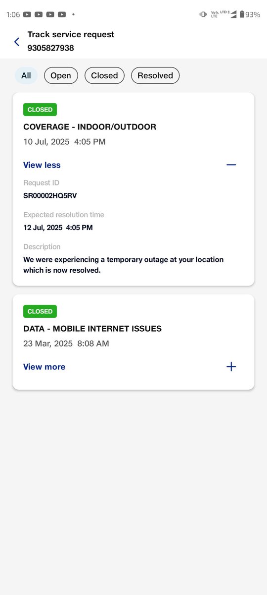 Alok8574's tweet photo. I can't  use the 5G network in my local area from last  more then 4 months ,  even though there are call drops also . Even after complaining several times in Jio , they can't resolve their network issue and they even closed my complaint without any resolution. https://t.co/RCSaLTSGMz
