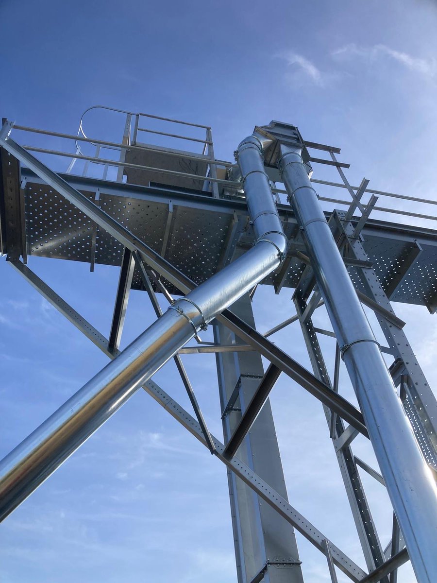 Tiff proving he has a head for heights, putting the finishing touches to the ducting runs on this tall Skandia Elevator AB #grainhandling #grainstorage