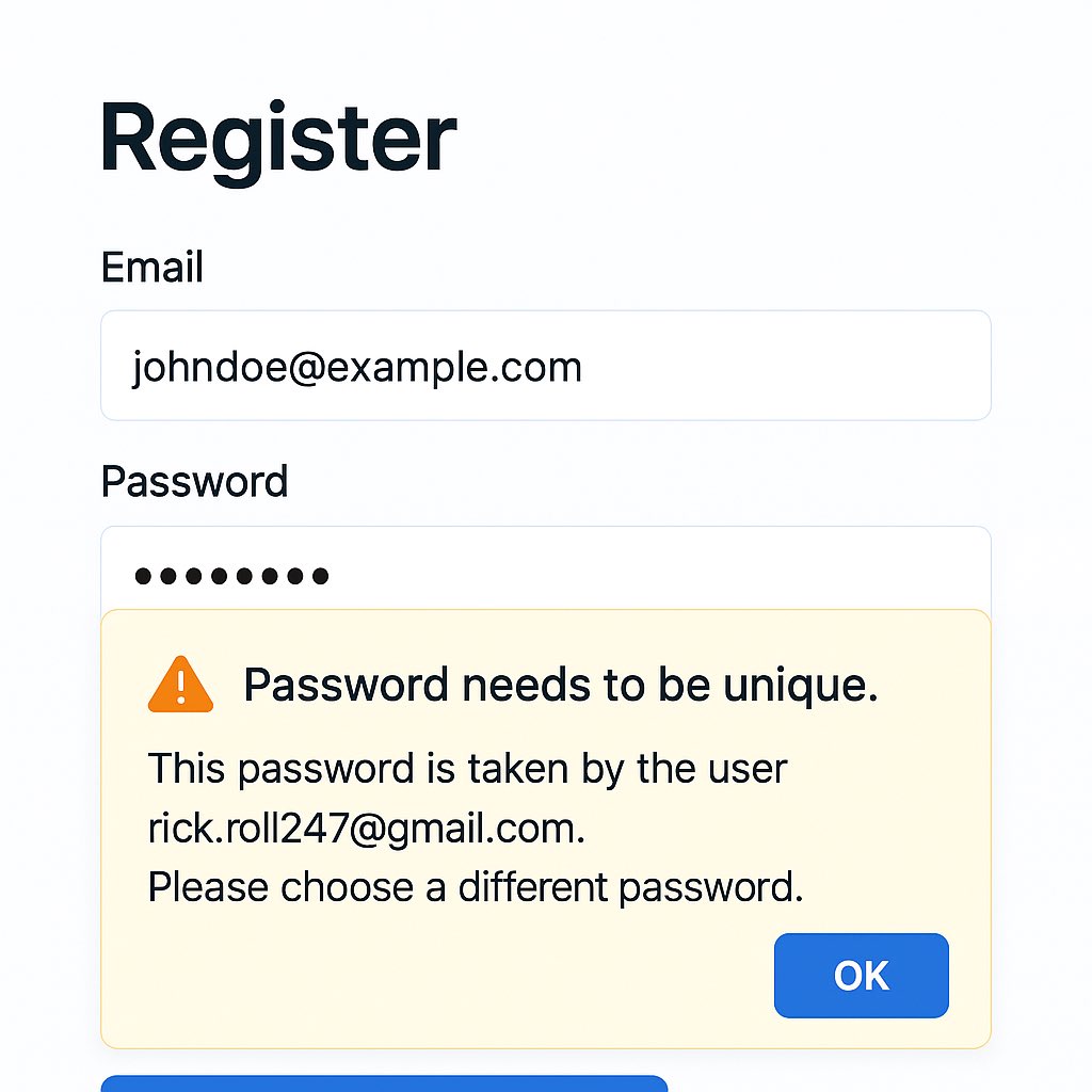 Choose a different password or log in as rick.roll247@gmail.com !!