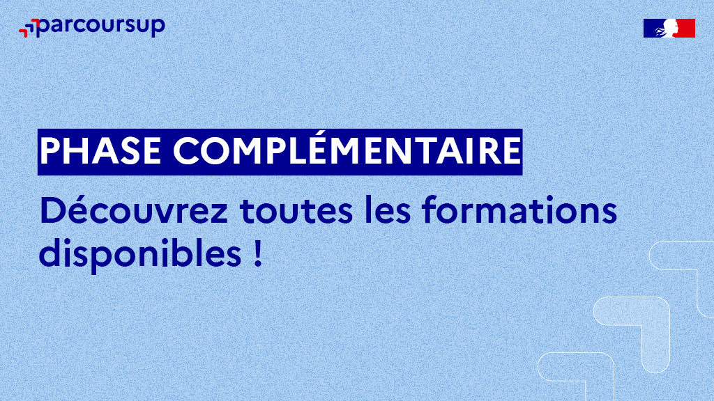 📣 La phase complémentaire continue sur Parcoursup jusqu'au 11 septembre.

✅Vous avez toujours la possibilité de formuler jusqu'à 10 nouveaux vœux pour des formations qui ont encore des places disponibles.

Trouver une formation : dossier.parcoursup.fr/Candidat/carte…