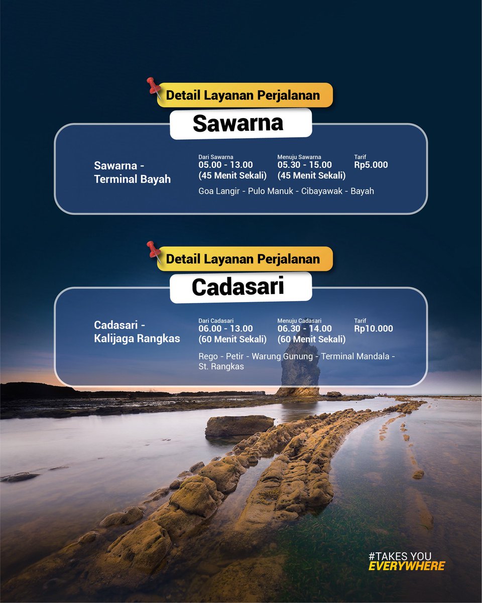 Jelajahi Banten dari pantai sampai Baduy dengan DAMRI Perintis! 🚌🏝️ Rute lengkap, tarif hemat, &amp; perjalanan seru. Ceritain pengalamanmu di Serang &amp; tag temen buat ngetrip bareng! 😎