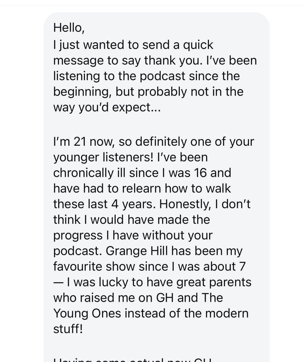 PodcastHill's tweet image. When I started Sausage On A Fork, I wanted to bring something new to Grange Hill fans but never, thought that it would ever have this kind of impact. 

To say I was speechless is an understatement and I’m sure we all wish this young lady all the best with her continued recovery.
