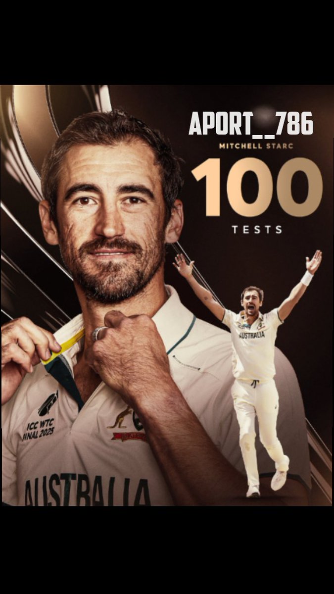 LolJatt78275's tweet photo. 🔥 100 Test Matches for the Aussie speedster!
Mitchell Starc celebrates a legendary milestone in the longest format.
From fiery spells to unforgettable moments – a true champion of the game! 💯🇦🇺
#MitchellStarc #100Tests #AUSvIND #WTCFinal2025 #Aport__786 https://t.co/gNS5KhDZhT
