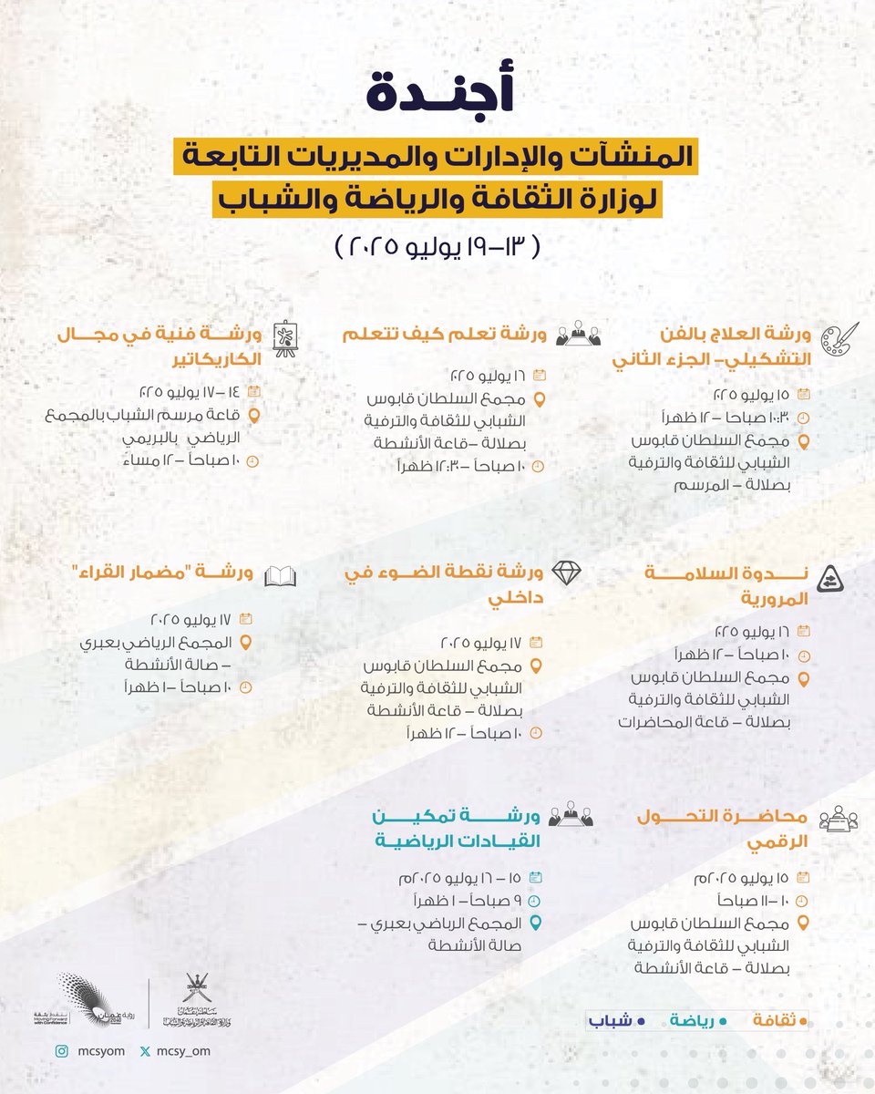 بين فعاليات وورش تدريبية فنيّة وثقافية ورياضية نصحبكم في أسبوع مليء ينطلق فيه برنامج #الانضباط_العسكري بنسخته الثانية