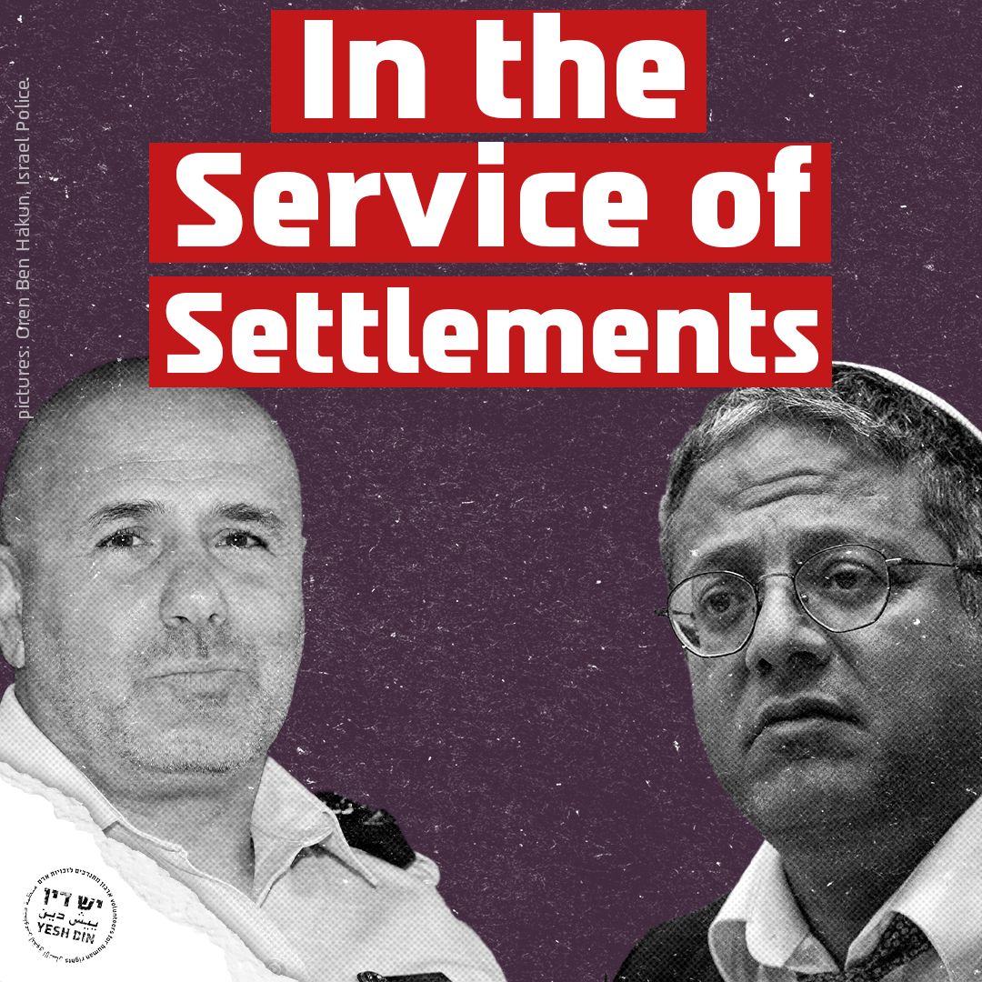 Yesh_Din's tweet image. The masks are off: full-on settlement police.
The official responsible for law enforcement in the West Bank, Commander of the Judea and Samaria District, Commissioner Moshe Pinchi, stated that “protecting the settlements takes precedence over enforcing law and order,” and added:…