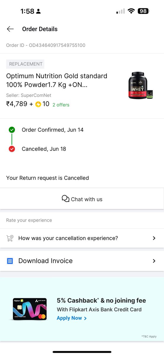 arshheron's tweet photo. Same refund cancelled again and again — absolutely worst service from @Flipkart.
Same order, same issue, but no resolution.
Order Number: [OD434640917549755100]
Do better. This is frustrating.

#Flipkart #CustomerServiceFail https://t.co/yAGrrs26Wg