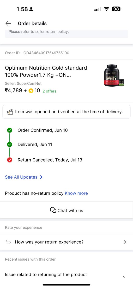 arshheron's tweet photo. Same refund cancelled again and again — absolutely worst service from @Flipkart.
Same order, same issue, but no resolution.
Order Number: [OD434640917549755100]
Do better. This is frustrating.

#Flipkart #CustomerServiceFail https://t.co/yAGrrs26Wg