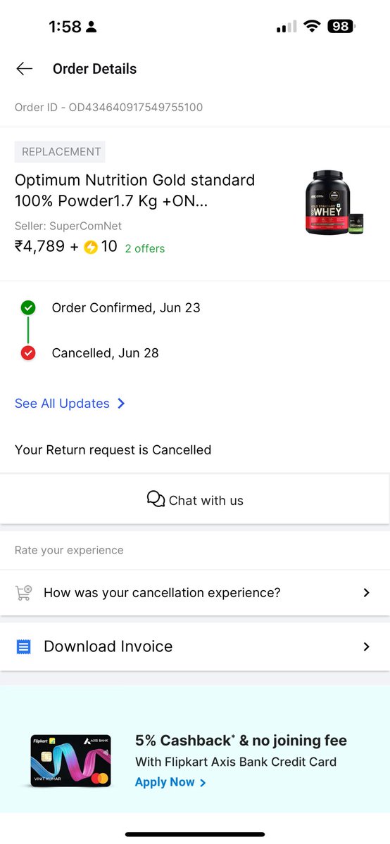 arshheron's tweet photo. Same refund cancelled again and again — absolutely worst service from @Flipkart.
Same order, same issue, but no resolution.
Order Number: [OD434640917549755100]
Do better. This is frustrating.

#Flipkart #CustomerServiceFail https://t.co/yAGrrs26Wg