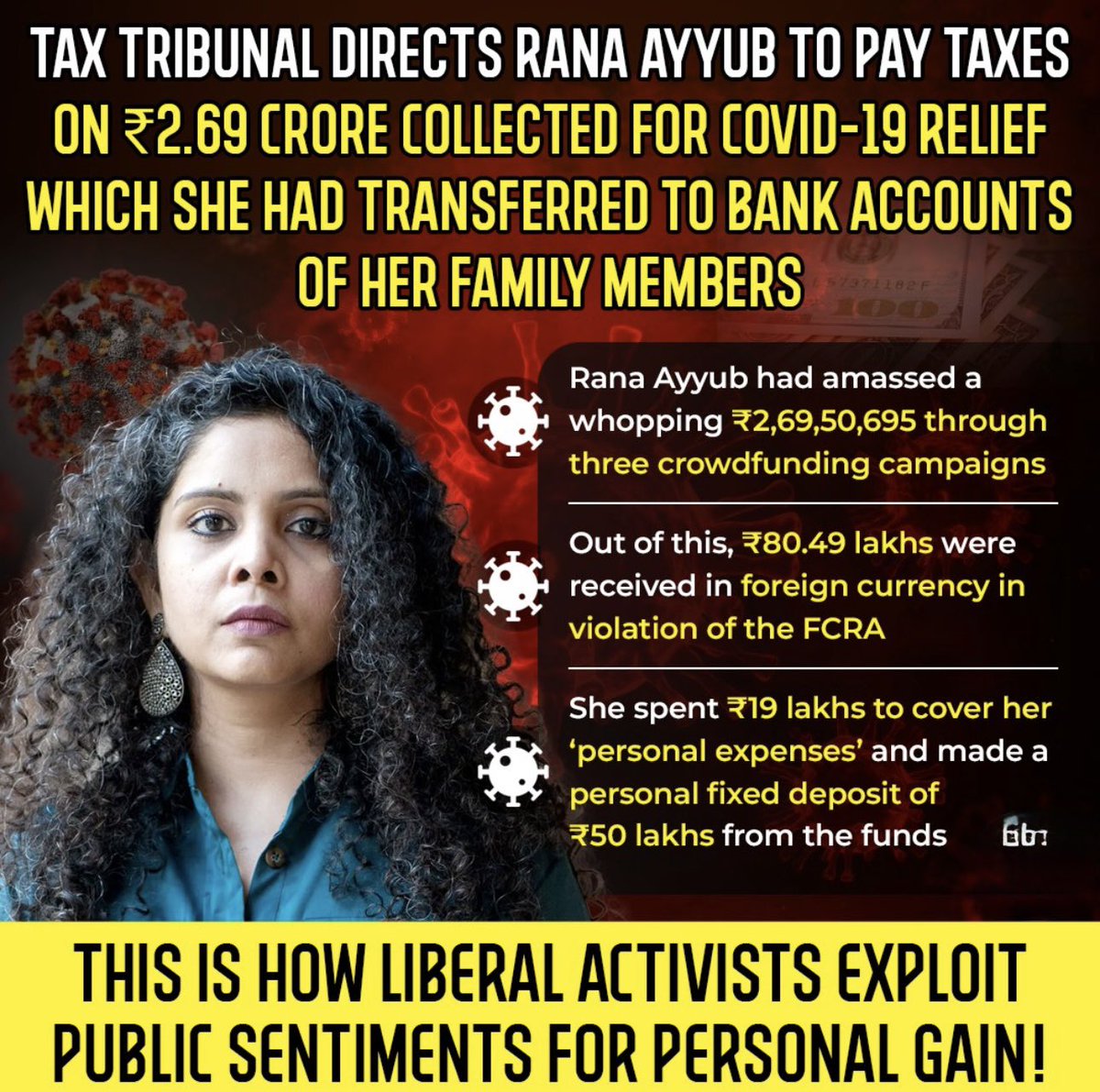 htspeaks's tweet image. Why No one is Talking about this @RanaAyyub Covid Funds Collected as Donation and used for Personal Expenses and Fixed Deposit of Rs 50L . #Fraud #FinanceFraud #Fraudster #RanaAyyub #TaxFraud #Donation fraud