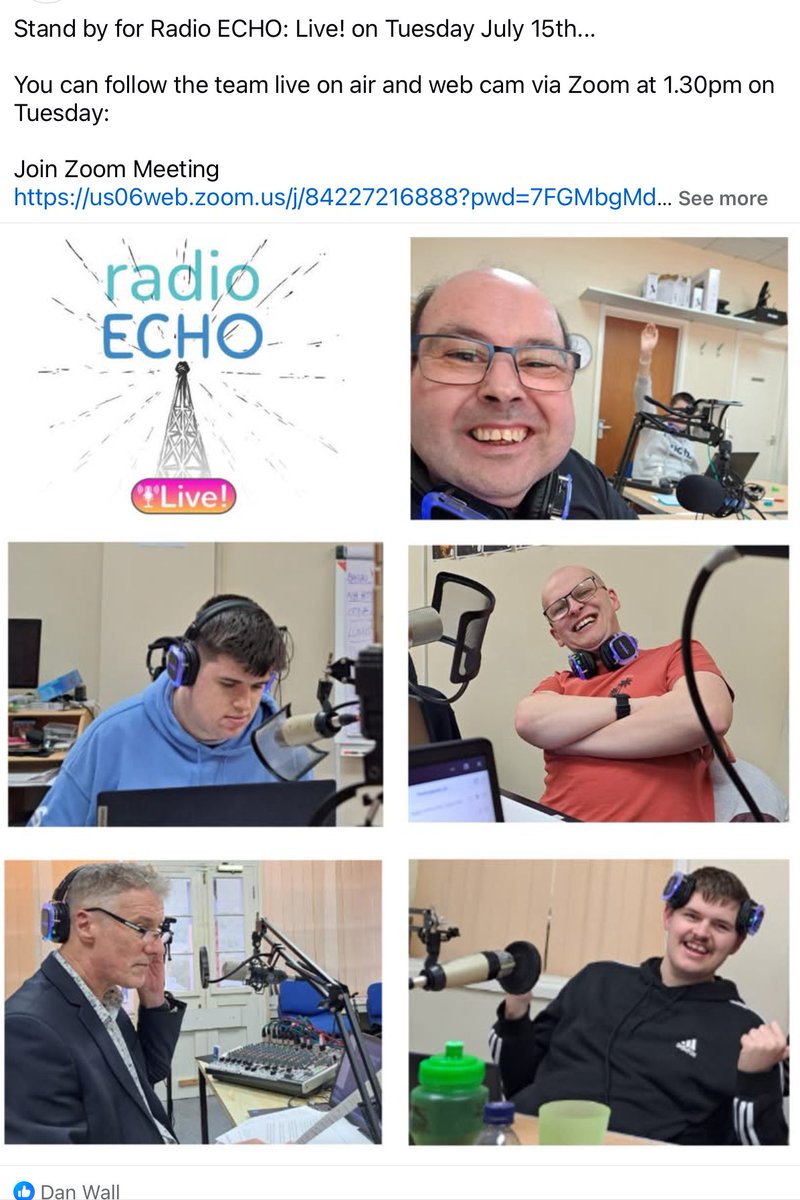 Stand by for Radio ECHO: Live! on Tuesday July 15th...

You can follow the team live on air and web cam via Zoom at 1.30pm on Tuesday:

Join Zoom Meeting 
us06web.zoom.us/j/84227216888?… 
Meeting ID: 842 2721 6888 
Passcode: 316751
