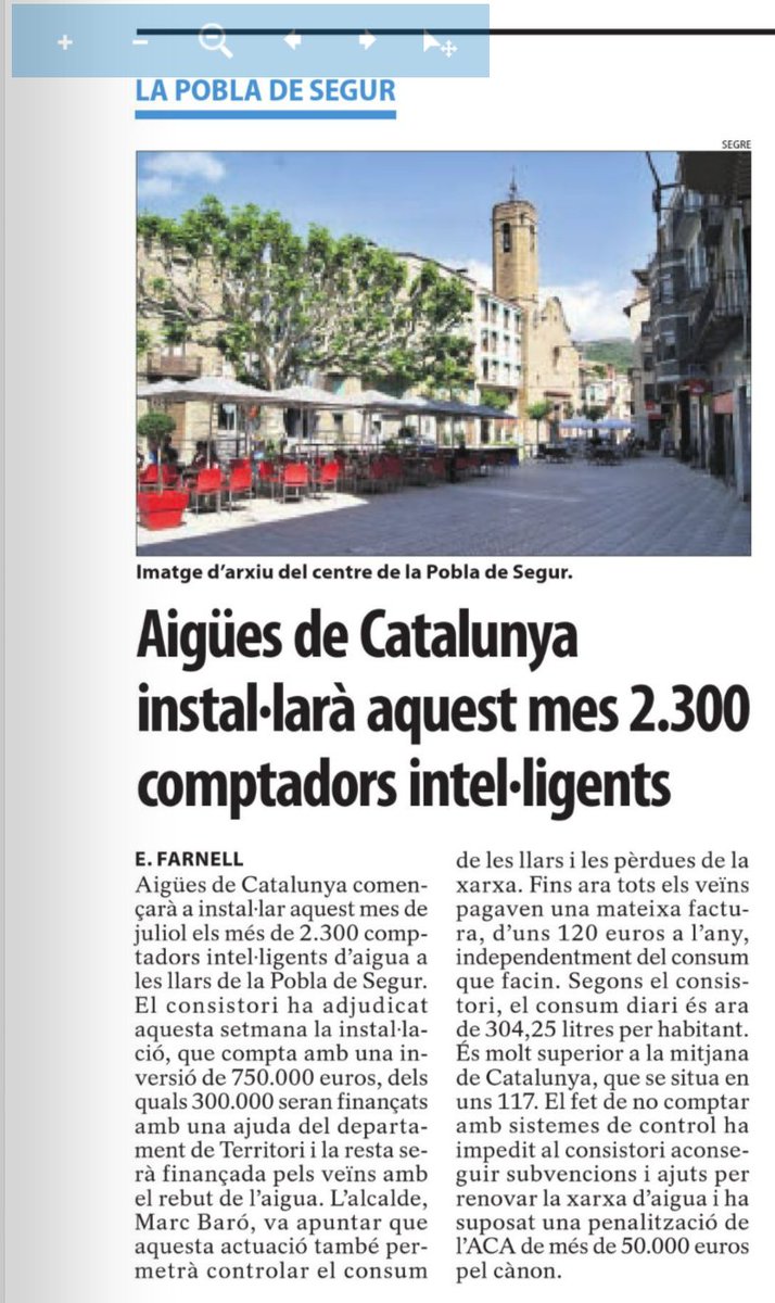 <a href="/AiguesCAT/">💧Aigües de Catalunya</a> instal·larà comptadors intel·ligents a la <a href="/lapobladesegur/">La Pobla de Segur</a> <a href="/cram477/">MARC BARO</a>

Noticia <a href="/SEGREcom/">SEGRE</a>