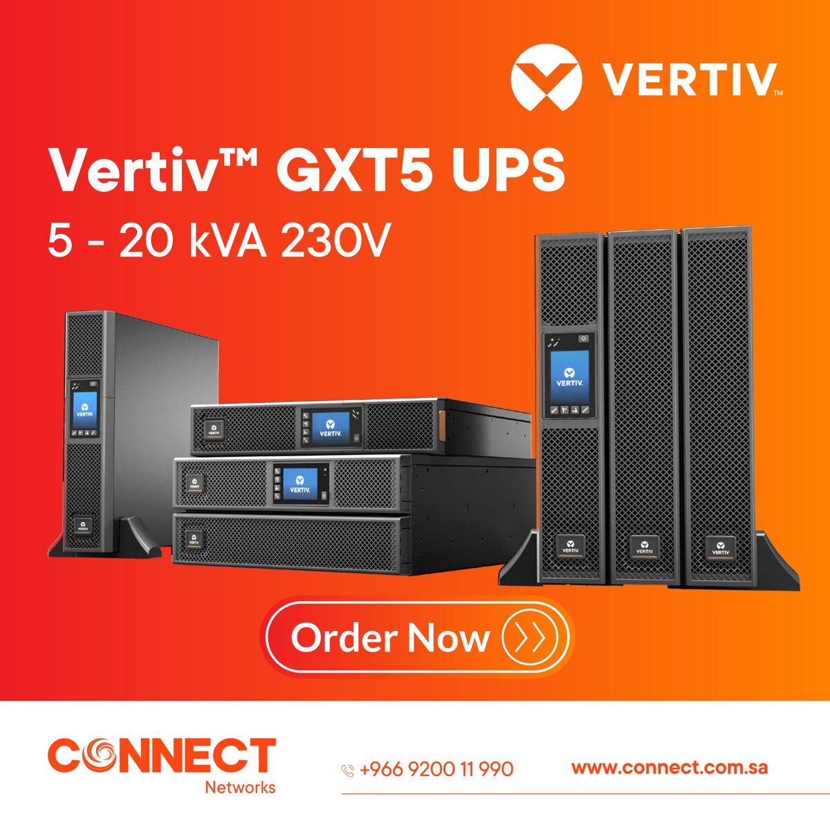 connectnetwrks's tweet image. Power your tech with reliability ⚡
From home setups to enterprise systems, we’ve got the Vertiv™ UPS solution you need:
🔹 GXT5: 5–20 kVA
🔹 itON: 400–2000 VA
🔹 PSA: 500–1500 VA

📞 +966 9200 11 990 | 🌐 connect.com.sa
#Vertiv #UPS  #ConnectNetworks #SaudiArabia
