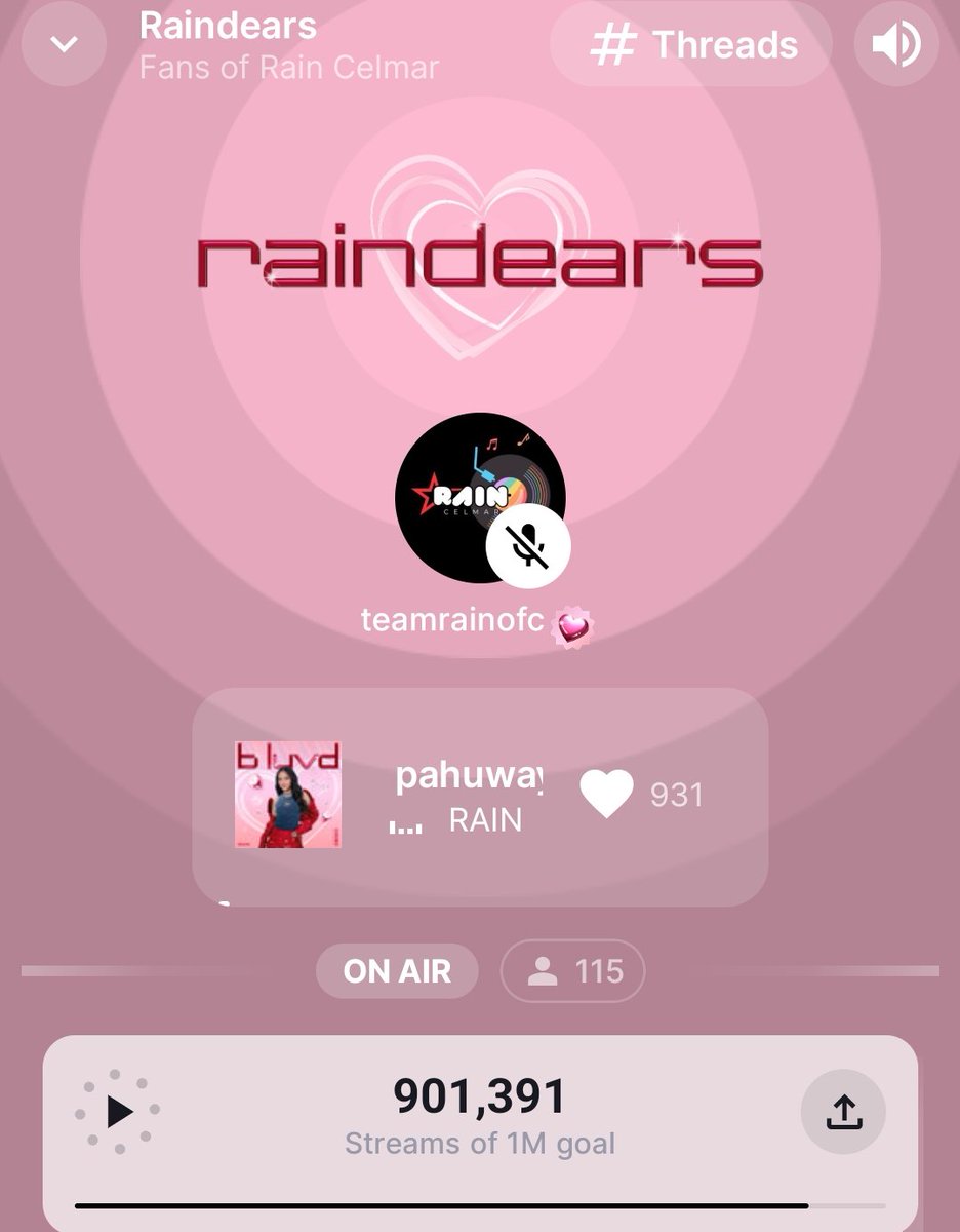 kaela_gin's tweet photo. Wow, 900k streams na tayo in our very own RainDears' Stationhead Channel. 

Parang kelan lang excited pa tayo sa first fireworks ng 10k streams. 🥹 Now, we’re less than 100K away from 1 MILLION streams ✨

Congrats RainStreamers! 💚🫶Those aren’t just numbers but a reflection of pure passion, teamwork, and dedication for Rain.

https://t.co/RTIsrJbMyI