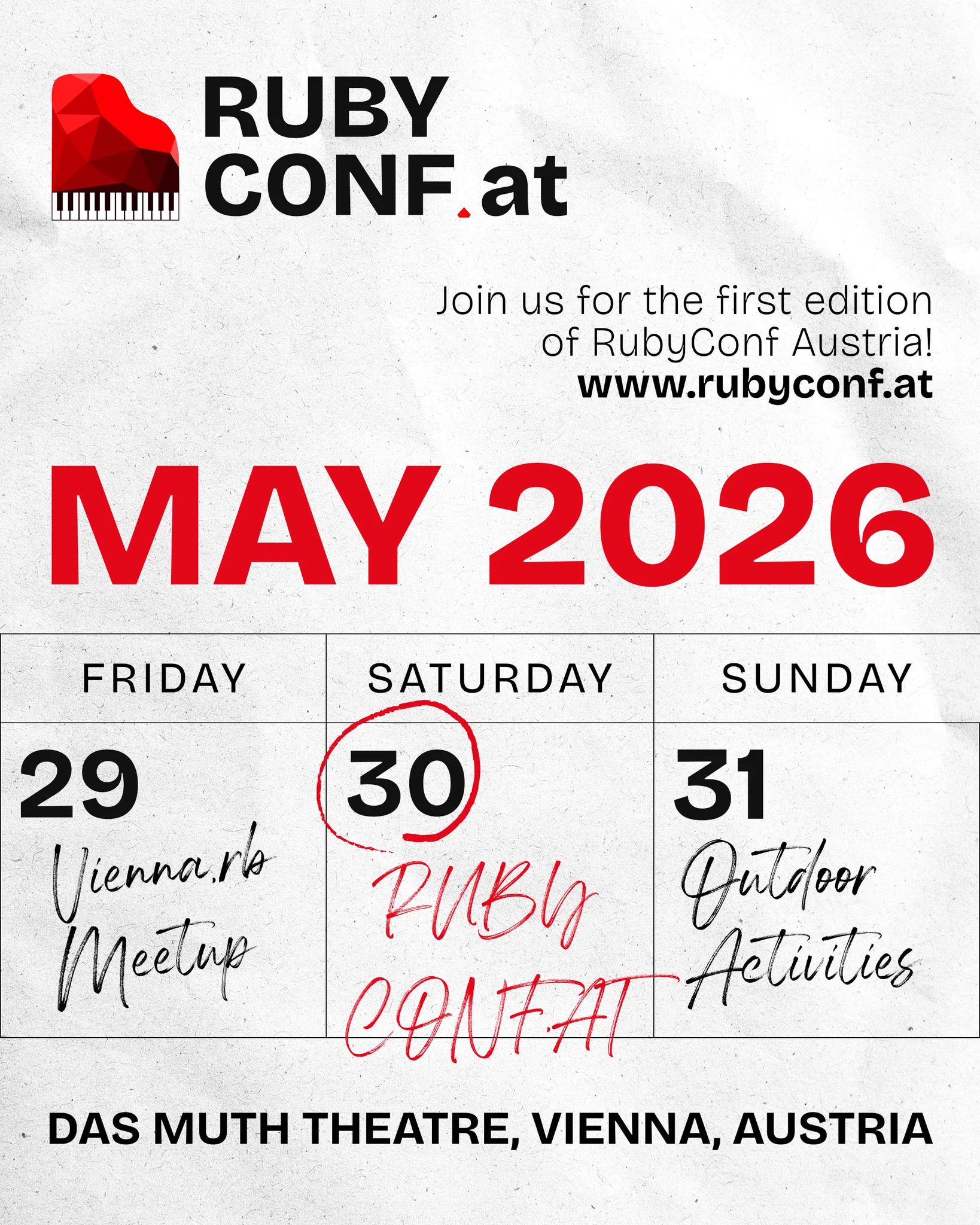 RubyConf Austria 2026 announcement.