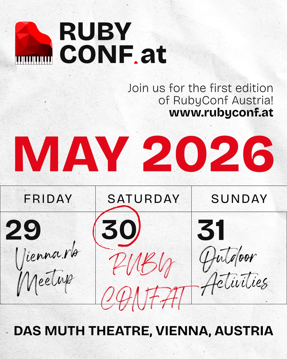 RubyConf Austria 2026 announcement.